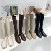 Long boots autumn and winter new middle heel boots women riding boots but knee boots net red thin boots high boots