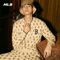 MLB official mens and womens round neck sweater NY retro old flower loose Sports Leisure warm autumn winter New MTM06