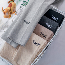 Pure cotton grey beating bottom pants female outside wearing spring autumn vertical bar thread big code high waist and slim stretch 90% pants