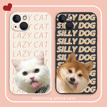 Couple spitting tongue cat dog mobile phone shell suitable for apple 13 cute iphone12 to blame 11pro pooch max kitty x male xr creative xs arbitrary model 7p sets 8pl