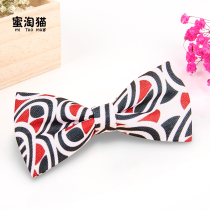 Honey Amoy Cat Childrens Dress Facial Print Fabric Bow Tong Tong Show Bow