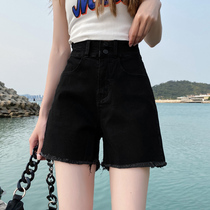 High waist denim shorts womens summer 2021 new thin elastic waist burr loose wide legs large size fat mm hot pants tide
