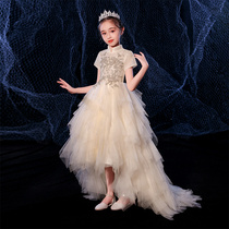 Girls high-end evening dress show princess dress children puffy gauze flower girl wedding girl piano performance autumn