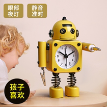 2021 new robot intelligent small alarm clock Students use boys bedroom wake-up artifact Children wake up strongly
