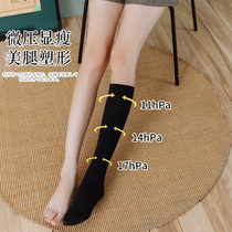 Calf socks womens spring and autumn stovepipe mid-tube socks are thin cotton non-slip pressure JK beautiful leg shaping socks black half socks