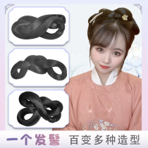 Hanfu wig costume can be changed hair bun novice double ring full hair silk multi-purpose hair bag ancient style Daily Changming made