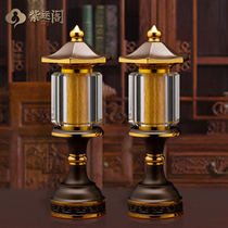 Ziyun Pavilion front lamp home plug-in Wealth God Changming lamp Buddha Hall enshrined led Crystal for Buddha lamp pair