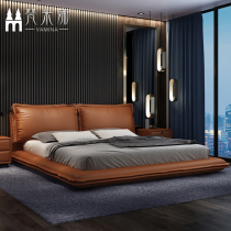 Italian leather bed light luxury modern simple double bed master bed high end atmospheric tatami 2021 New