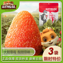 Three Squirrel Strawberry Dried 106gx3 Bags of Candied Fruit Dried Office Net Red Leisure Snacks Preserved Fruit Snacks
