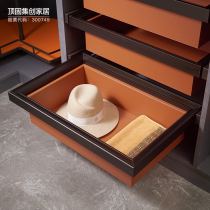 Top-fixed wardrobe pull trouser rack telescopic rack household push-pull multifunctional drawer cloakroom pants storage basket