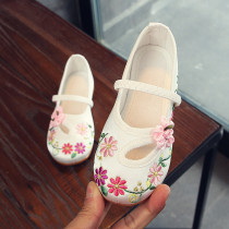 Hanfu girl shoes old Beijing handmade cloth shoes beef tendon children ancient Chinese style embroidered shoes ancient clothing cloth shoes