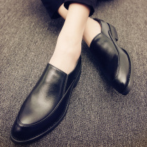 Leather shoes men's leather business formal men's shoes winter plus velvet trend England a foot pedal soft bottom men's casual shoes