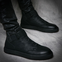High-top shoes men Korean trend mens shoes winter plus velvet warm increase shoes trendy shoes mens casual board shoes leather