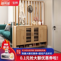 New shoe cabinet with hanger integrated door living room partition cabinet floor-to-ceiling household door coat rack glass door fan
