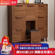 Solid wood frame ultra-thin flip-over shoe cabinet simple modern household space-saving door narrow shoe stool integrated entrance hall storage