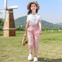 Girl Clothing Trendy Suit Foreign Air 2022 New Summer Dress Children CUHK Girl Clothes Pants Two Sets