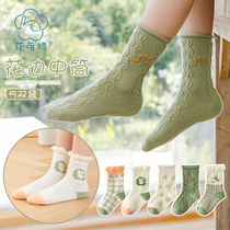 Girls socks autumn cotton childrens socks spring and autumn Girls cute Mori cotton lace princess socks