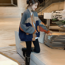 Contrast baseball jacket women Korean version of loose temperament jacket jacket coat European goods tide autumn 2021 New European station