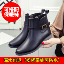 Rain shoes women Korean cute fashion models wearing adult water shoes rain boots short tube plus velvet waterproof rubber shoes non-slip overshoes