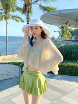 Swimsuit women cover belly show thin Korean ins sexy three-piece fairy fan conservative hot spring 2020 new fashion