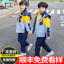 Kindergarten Garden Clothing Submachine Clothing Spring Autumn Suit With Cap Windproof Anti-Chill Warm Elementary School Children School Uniforms Three Sets Class Clothes