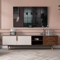 Light extravagant solid wood tea table TV cabinet Composition modern simplicity New Chinese walnut wood living room Small family Nordic lockers