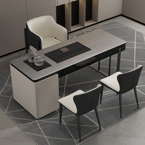Light luxury Rock board tea table and chair combination kung fu tea table tea table modern simple home living room office tea table