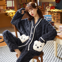 Autumn and winter coral velvet pajamas ladies winter padded velvet flannel home clothing winter New set 2021