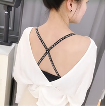 English letter shoulder strap heart buckle cross non-slip shoulder underwear strap wide bra strap neckless transparent transparent