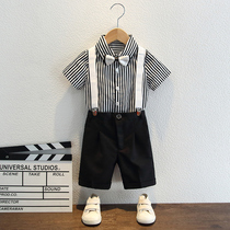 Boys Suit Summer Flower Childrens Wedding Birthday Dress One-year-old boy baby British childrens suit suit suit set little boy