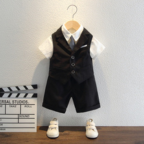 Boys suit summer 1 child dress birthday short sleeve performance suit baby host flower girl 2 childrens suit
