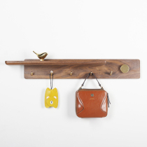 Creative black walnut coat rack entrance yao chi gou wood hangers living room bedroom wall-mounted adhesive hook shelf