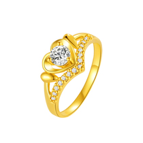 Pure gold gold ring female 999 pure gold crown love-shaped jewelry new thousand pure gold wide ring