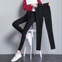 Black 90% beats bottom pants woman outside wearing autumn and winter plus suede small foot pencil pants with high waist display slim magic pants big code spring