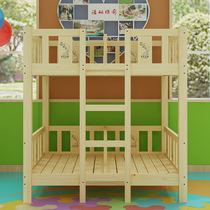 Kindergarten solid wood bed double bunk upper and lower beds for four people high and low bed Children lunch rest bed Primary School pine noon bed