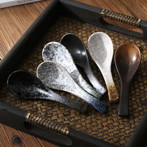 Soup spoon Creative Japanese retro ceramic spoon spoon spoon Rice spoon Soup eating spoon Creative soup spoon Household