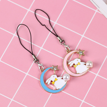  Korean version of the fashion mobile phone chain female cute sweet moon rabbit girlfriends good friends mobile phone U disk school bag pendant trend