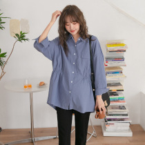 Maternity wear 2021 New temperament autumn pregnant mother Autumn wear top waist thin nursing shirt
