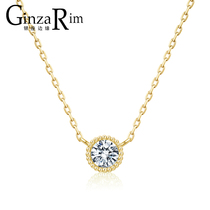 Ginza Rim Japanese jewelry 18K rose gold diamond white gold Super flash single diamond classic necklace
