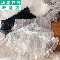Japanese sweet sexy thin belt net waist girl underwear love hollow transparent Lady breifs French crotch