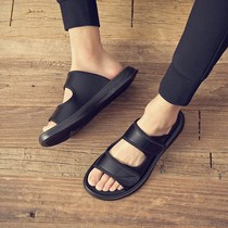 One-word drag male summer outside wear 2021 new indoor slippers mens soft bottom personality sandals Joker casual sandals