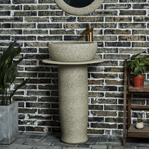 Edge painting antique Chinese style one column washbasin column outdoor balcony pool floor-standing art wash basin