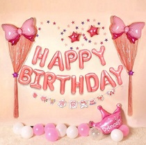 Babys 1st birthday decoration balloon childrens girl cartoon theme party party scene layout background wall