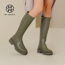 MY WANTS smoke tube boots long boots women 2021 autumn and winter new knee high boots small boots leather women boots