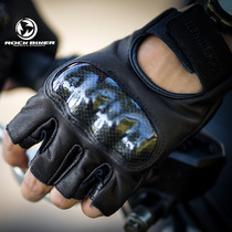 ROCK BIKER retro genuine leather motorcycle riding half-finger glove male carbon fiber locomotive racing spring and summer new