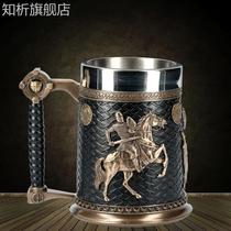 Medieval Beer Cup Retro German Creative Great Wine Glass Zale Cup Stainless Steel Wine Glass Relief Mark Cup Bar