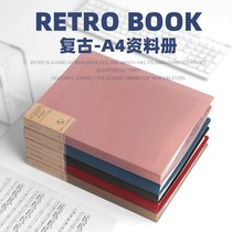 ins light retro color a4 data book folder color frosted paper office multilayer collection nature-book bag students