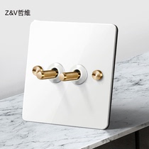 ZV Beautifully Light Lavish Retro Style Fugue Porcelain Pure White Dial Lever Switch Socket 86 Metal Panel Designer Recommendation