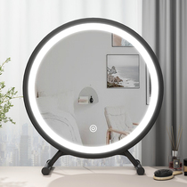 Large Number Desktop Desktop Cosmetic Mirror Led with lamp Dormitory Students Ins Wind Dresser BEDROOM NET RED LIGHT ROUND MIRROR
