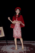 Hibiscus Titian Kiss 2021 autumn new red improved temperament young cheongsam dress toast